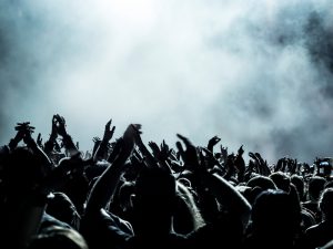 Silhouettes of crowd at a rock concert